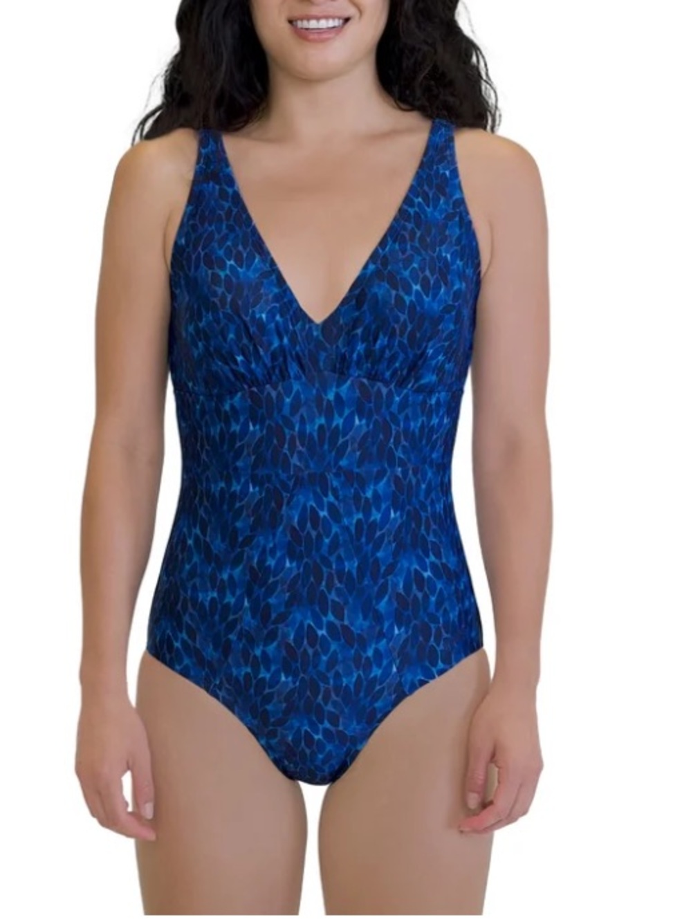 NWT Roots Women's V-Neck One Piece Swimsuit blue size 6